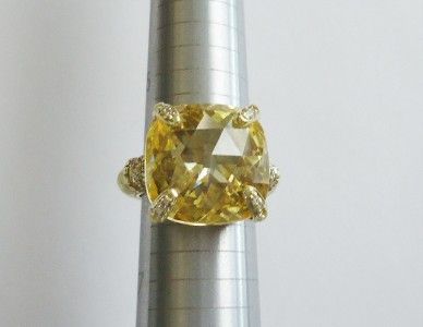 Judith Ripka R Co 14k Yellow Gold Canary Crystal Diamond Ring