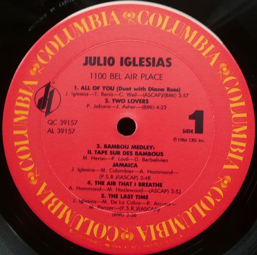 Julio Iglesias LP 1100 Bel Air Place Vinyl Record Latin