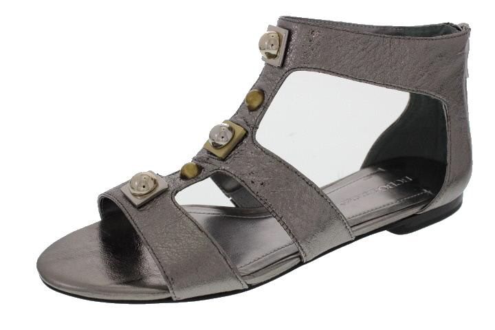 BCBG New Kadeem Metallic Crushed Studded Gladiator Sandals Flats Shoes