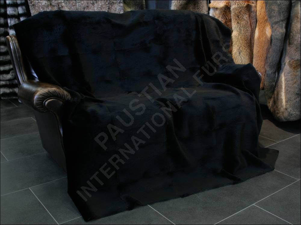 905 Black Velvet Rabbit Fur Throw Blanket Bedspread