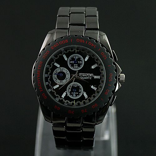 Fashion Style Cool Black Man Mens Black Quartz Wrist Watch KAN