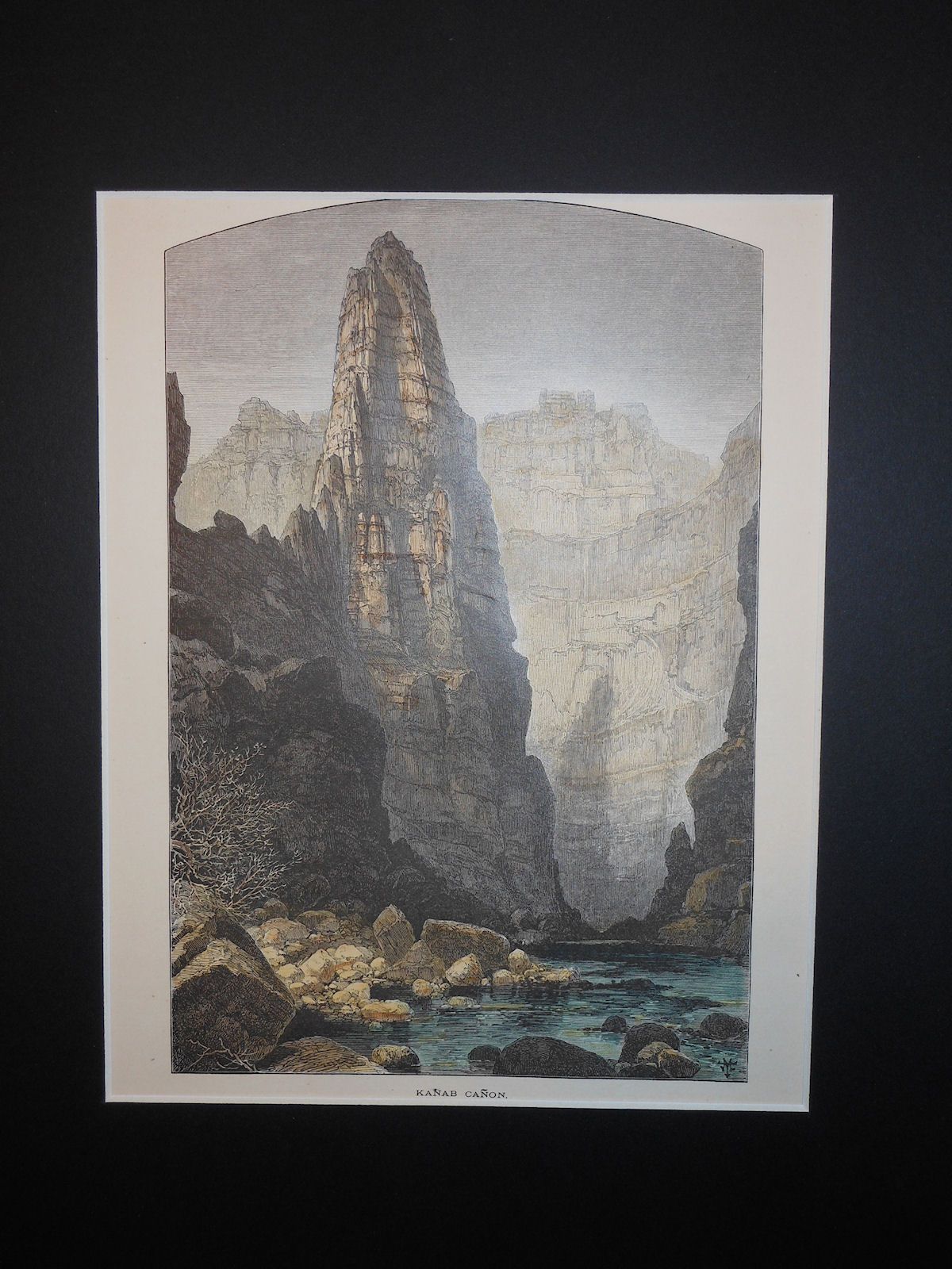 Scarce Original 1874 Engraving Kanab Canyon Utah Signed Thomas Moran