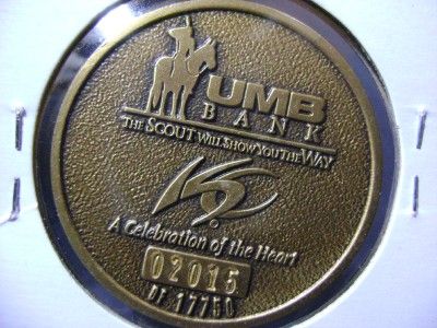 Kansas City Sesquicentennial UMB Bank 02015 of 17750 Medal 38mm Bronze