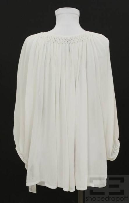 KAS Designs White Silk Sheer Tunic Top Size Large