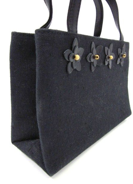 Kate Spade Black French Linen Flower Detail Handbag