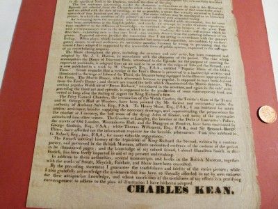 C1856 Charles Kean Billboard Princess Theatre King Richard II Poster B