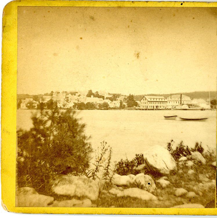 Brigham Dover NH Stereoview LK Winnipesaukee Wolfeboro Steamer Lady of