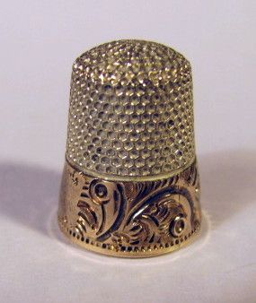 14K Gold & Sterling Silver Ketcham & McDougall Thimble PRETTY PRISTINE