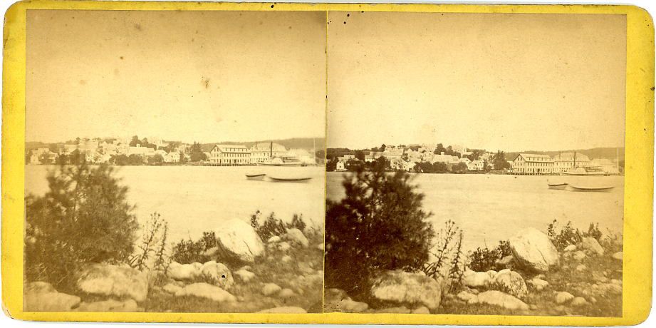 Brigham Dover NH Stereoview LK Winnipesaukee Wolfeboro Steamer Lady of