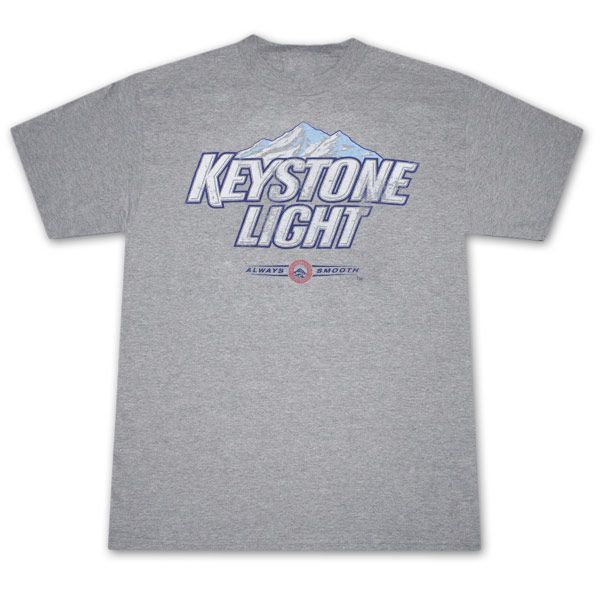 Keystone Light Always Smooth Distressed Grey Graphic T Shirt