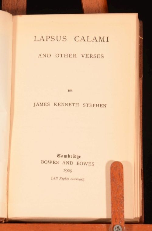 1909 Lapsus Calami and Other Verses by James Kenneth Stephen