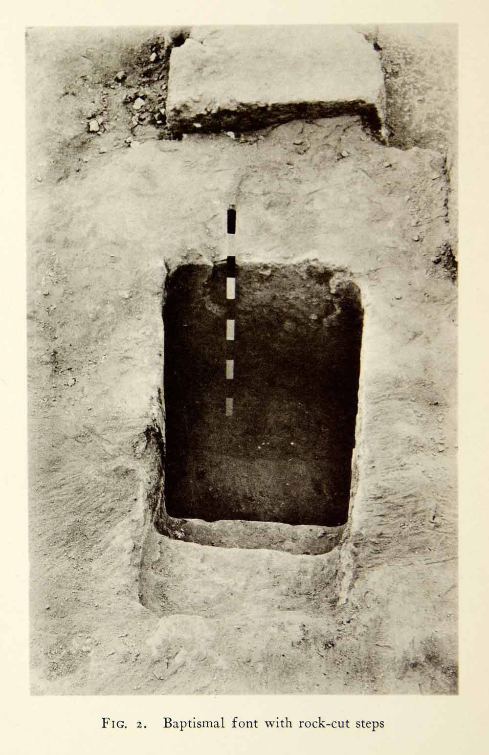 1937 Collotype Baptismal Font Archeology Basilica Tzippori Sepphoris