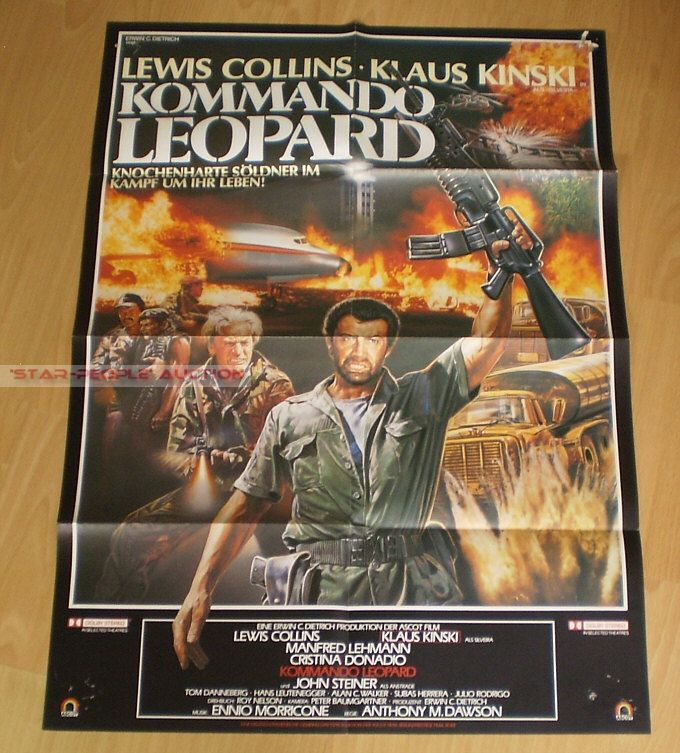 Klaus Kinski Lewis Collins Kommando Leopard RARE German Orig Poster