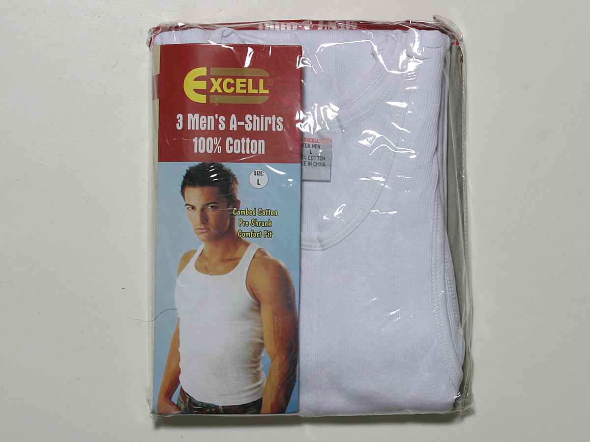 Mens White 100% Cotton A Shirts T Shirts Ribbed Tank Undershirts