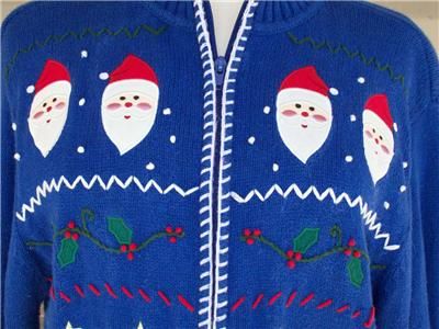 Ugly Christmas Sweater Tacky Holiday Party Womens Size XL Blue