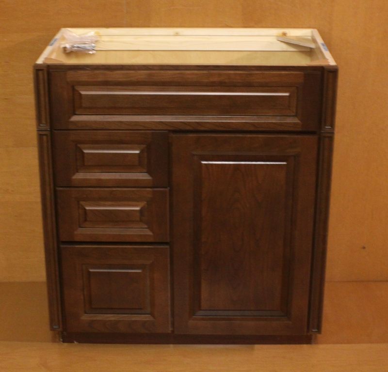 Kraftmaid Cherry Bathroom Vanity Sink Base Cabinet 30 Granite Tops in