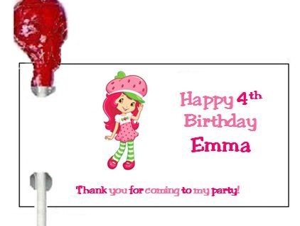 108 Strawberry Shortcake Birthday Party Candy Wrappers Favors