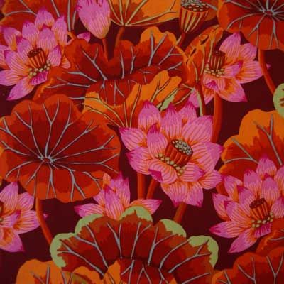 Kaffe Fassett Lake Blossoms Red GP93 Fabric Yd