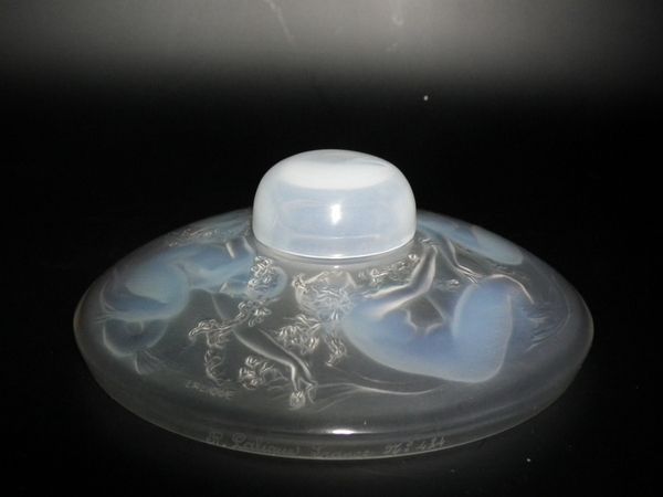 Rene Lalique Opalescent Glass Quatre Sirenes Inkwell