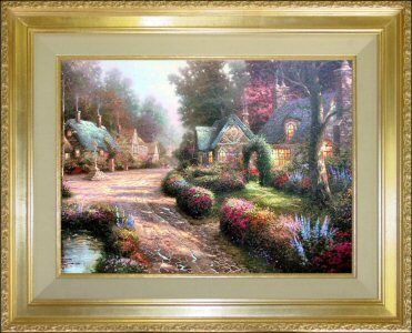 295 Cobblestone Lane RARE 24X30 A P Framed Limited Ed Thomas Kinkade