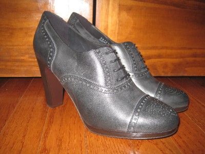 Crew Langford Leather High Heel Oxford Shoes 7 5 Blk