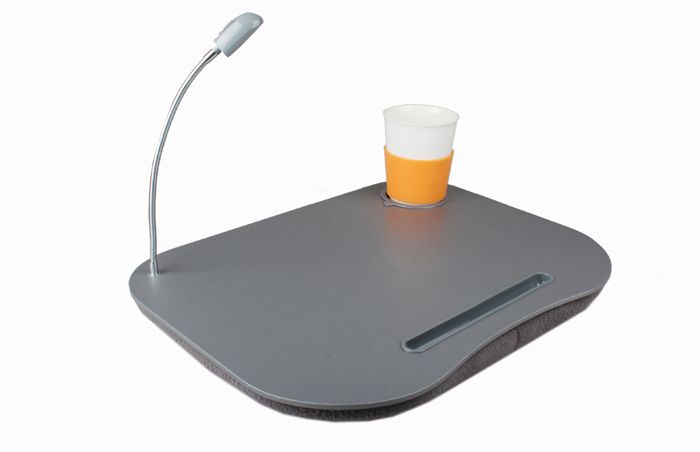 New Portable Laptop Lap Desk w LED Light Drink Holder Foam Cushion