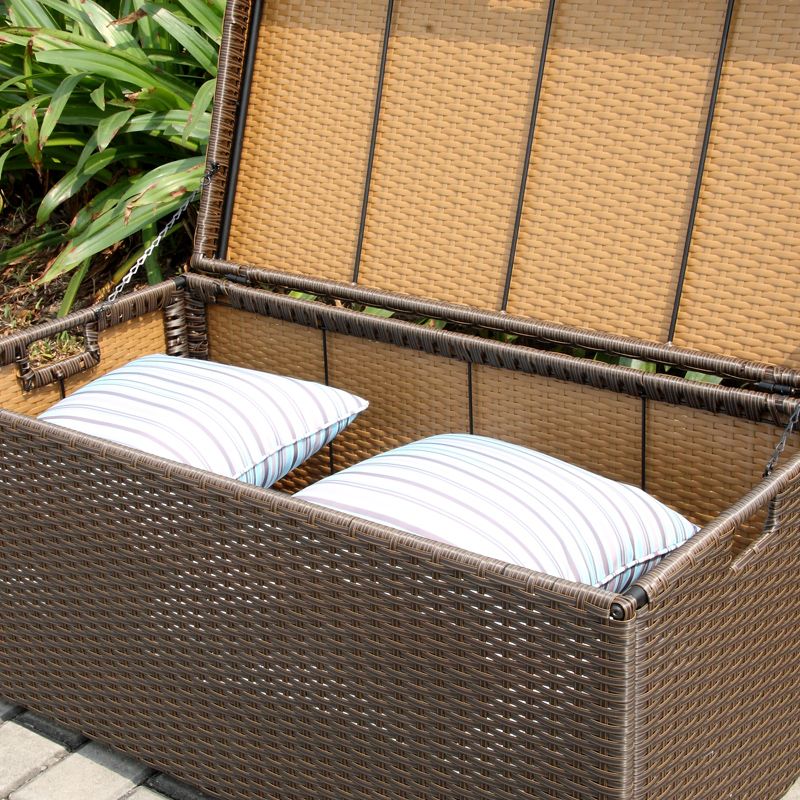 Espresso Wicker Patio Furniture Storage Deck Box