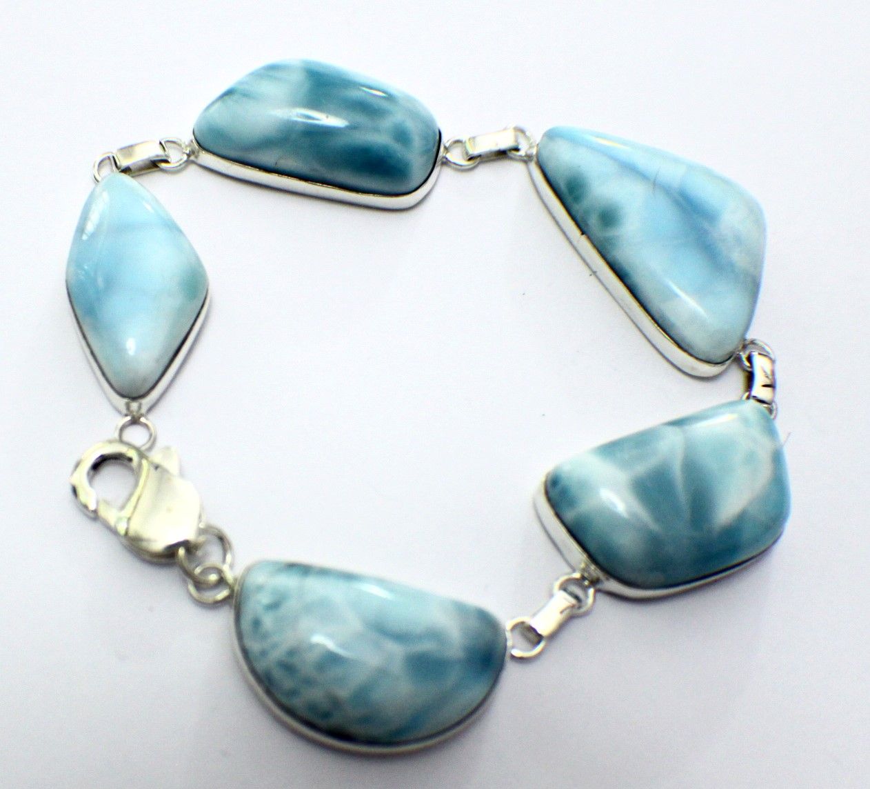 Big Stone Sky Blue Larimar Atlantis Sterling Silver Bracelet 9