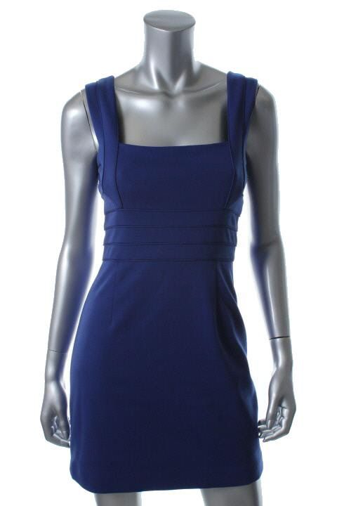 Laundry by Design New Blue Seamed Square Neck Sleeveless Casual Dress