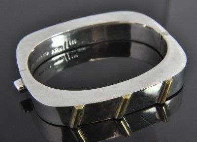 Vtg Laton Mexico Sterling Silver Brass Bangle Bracelet