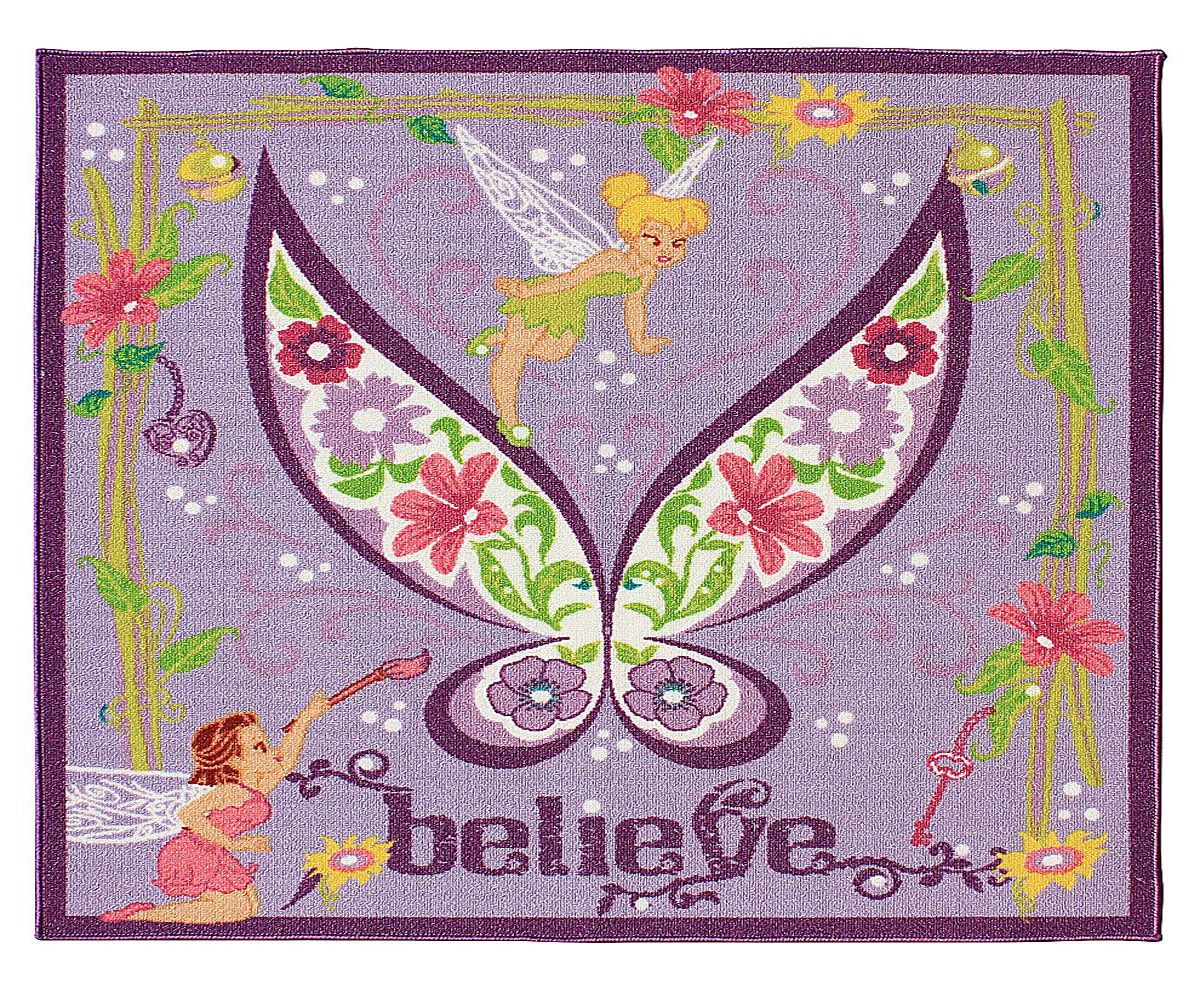 Activity Rug Purple Butterfly Disney Fairies Floor Area Carpet
