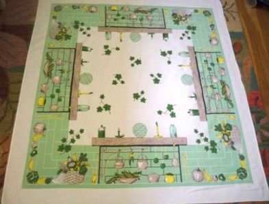 Vintage Leacock Hearthstone Tablecloth Mint Green Variation Perfect