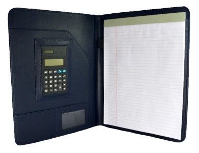 Professional Leather Padfolio Navy Blue Calculator Portfolio for