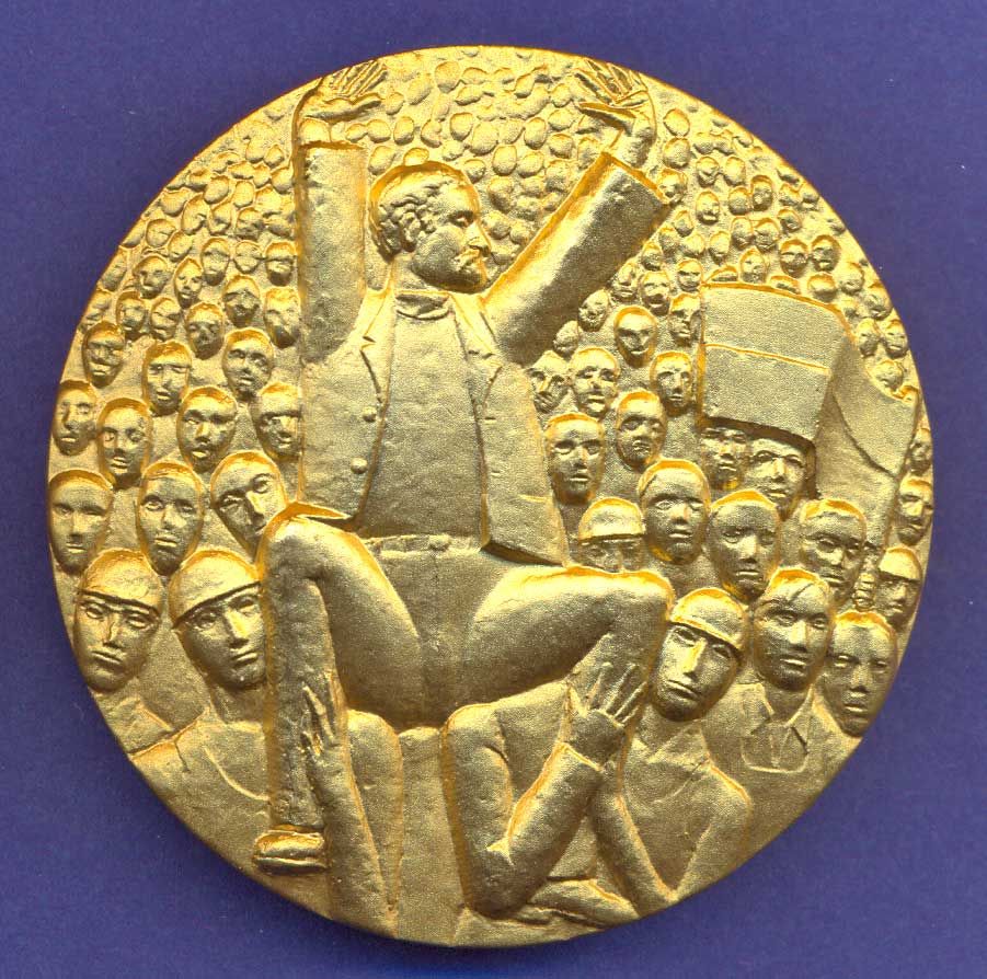 MEDAL 1981 LECH WALESA   SOLIDARITY   GOLD PLATED   BY KAUKO RASANEN