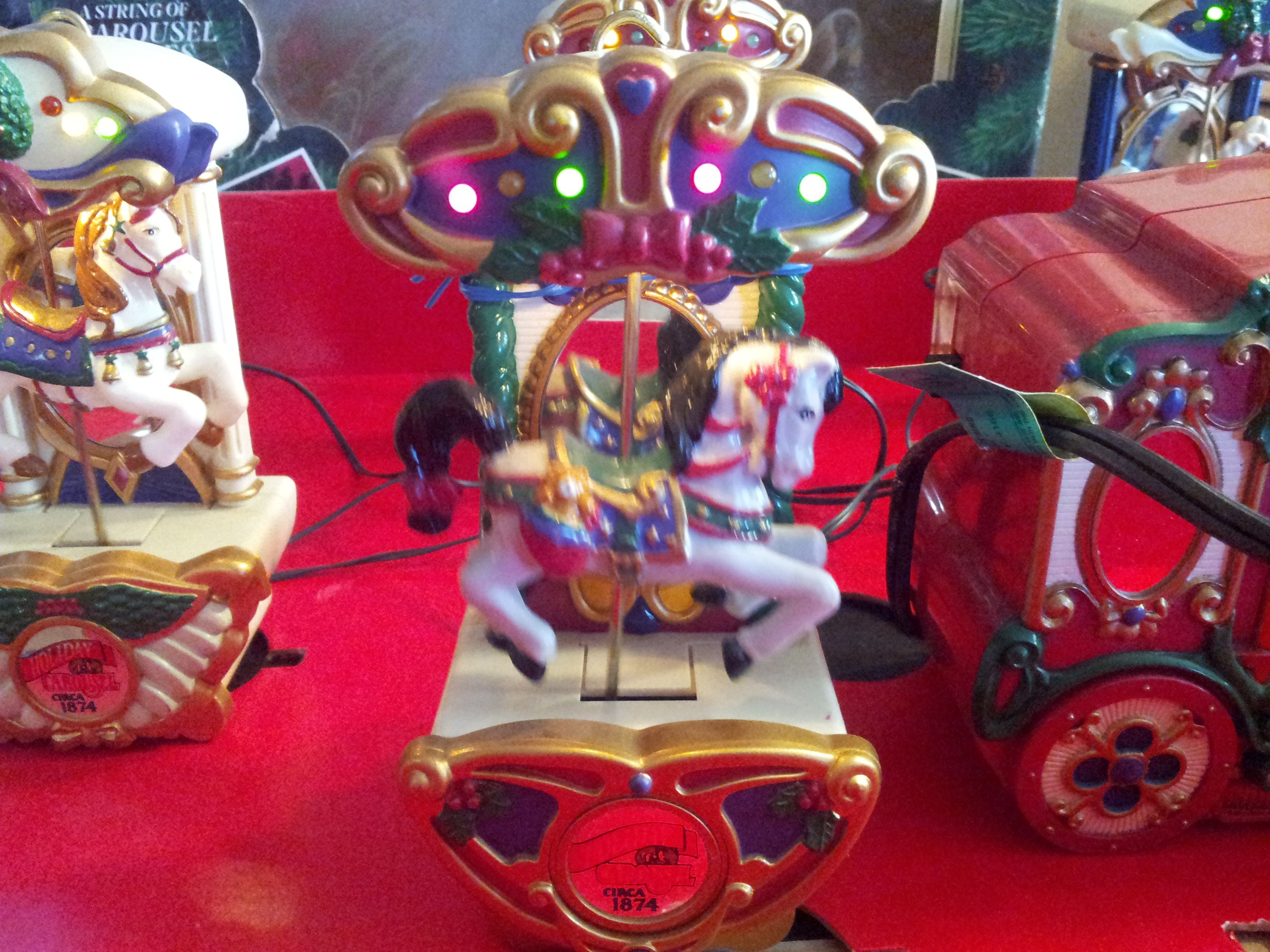 Christmas Holiday Carousel 6 Horses with The Circus Organ Wagon in Box