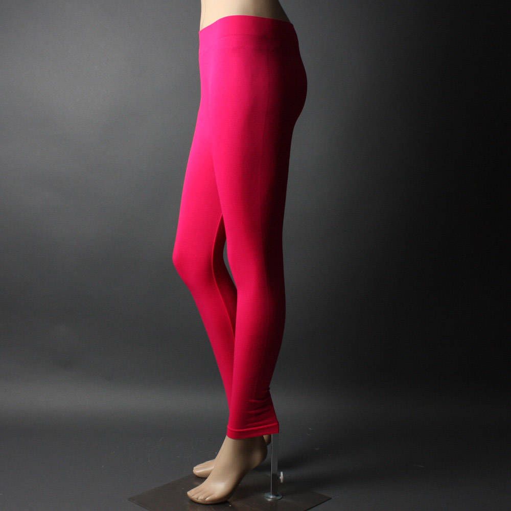 Magenta Pink One Spandex Stretchy Fit Women Leggings Pants 1 Sz