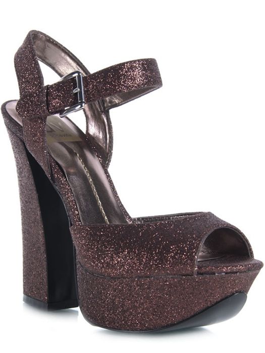 New DV by Dolce Vita Lissie Women Glitter Platfrom Heel Sandal Brown