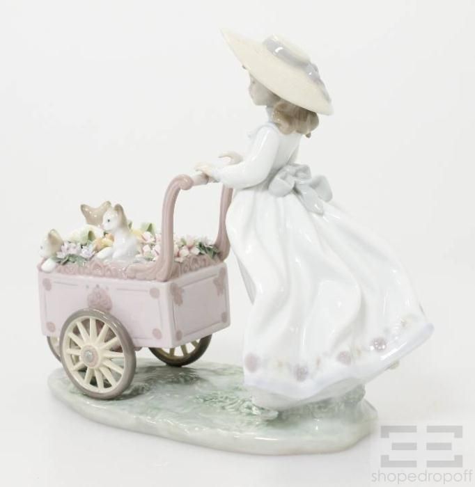 Lladro Porcelain Kitty Cart Figurine Retired 6141