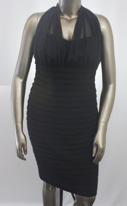 London Times New Black Womens Dress Size 16W Plus Size Halter $112 00