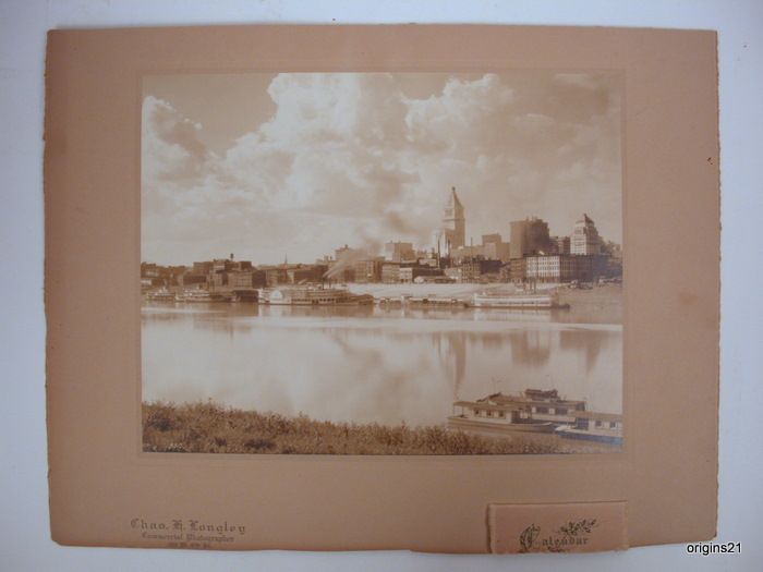 CINCINNATI OH Skyline Riverfront Charles Longley steamboat river