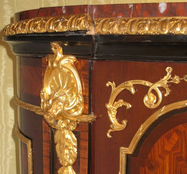 French Louis XVI Style Demilune Side Cabinet Sideboard