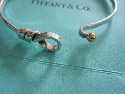 Tiffany Co Sterling 18K Gold Love Knot Buckle Bangle Bracelet