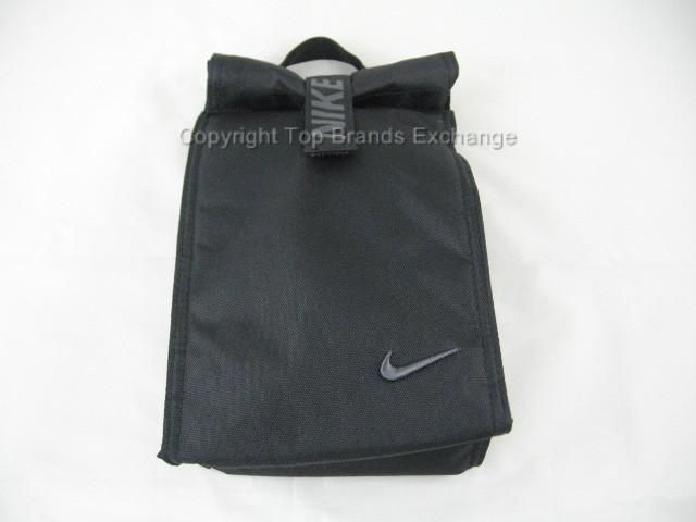 Nike Foldover Insulated Lunch Tote Lunch Box Bag Black Gray