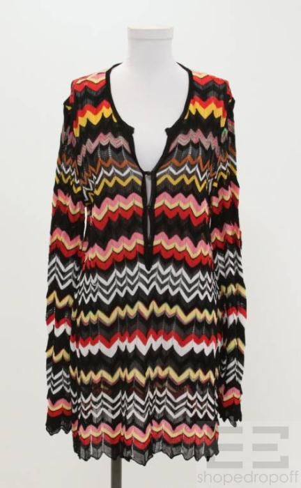 Missoni Black Multicolor Cardigan Size 50