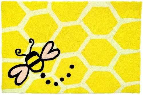 Let It Bee Honeycomb Honey Bee Jellybean Accent Area Rug