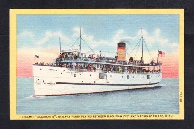 Steamship Algomah II Mackinac Island MI Vintage SHIP Postcard