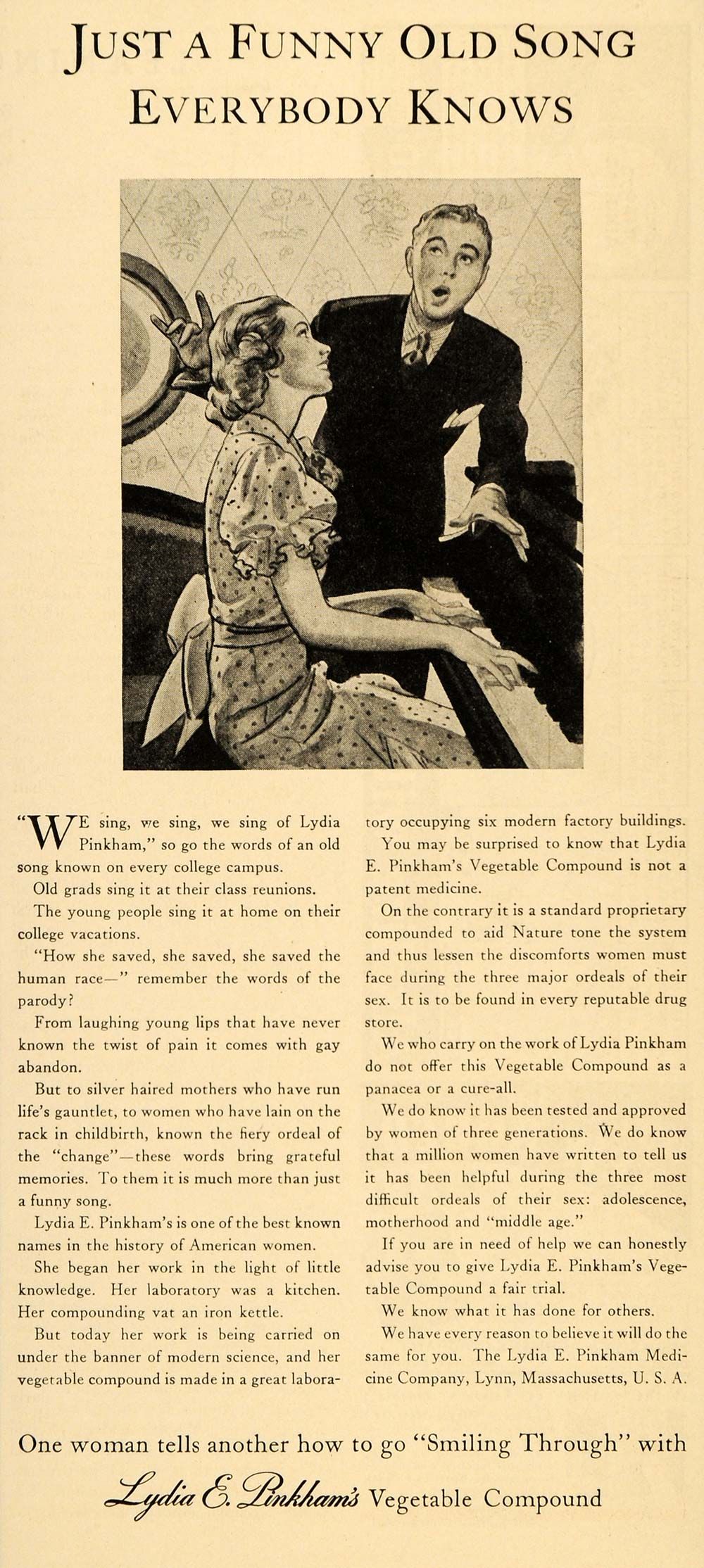 1936 Ad Lydia E. Pinkhams Vegetable Compound Tonic   ORIGINAL