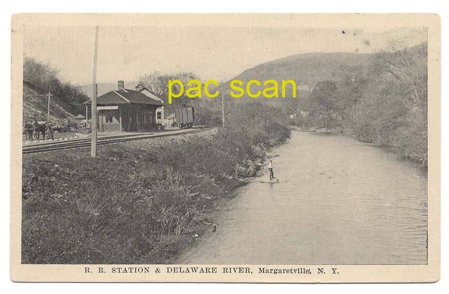 Margaretville NY Delaware Eastern D E Railroad Station Delaware River