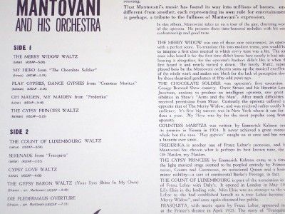 Mantovani Orchestra Operetta Memories 1960 LP Stereo