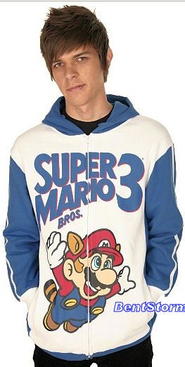 Nintendo Super Mario Bros 3 Hoodie Hoody Track Jacket